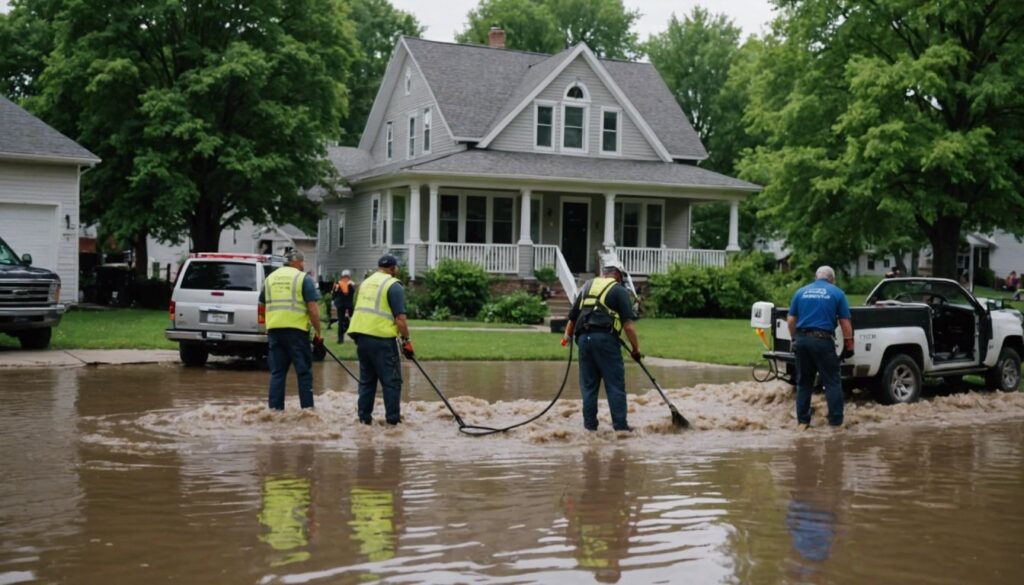 Professional team using high-powered equipment for flood cleanup in a St. Paul home.