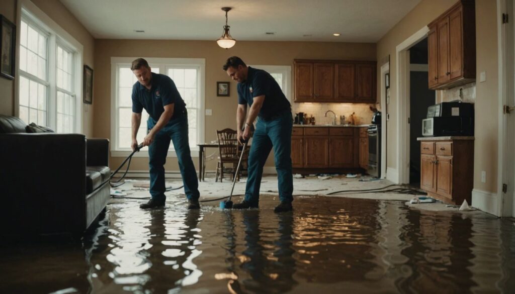 Team from St. Paul's top water damage company repairing a water-damaged home.